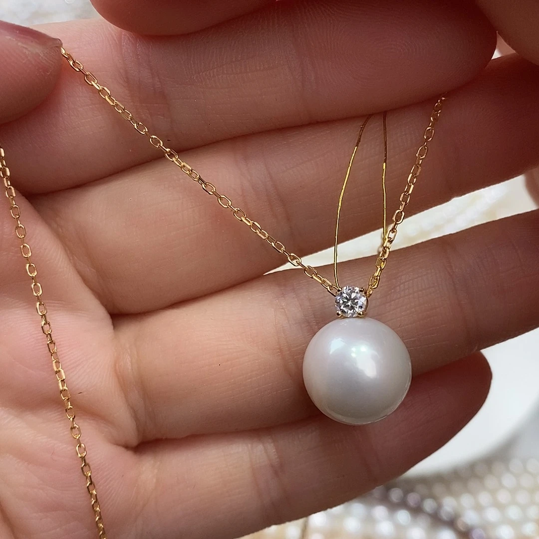 吊坠(不含链)淡水珍珠18K金镶嵌