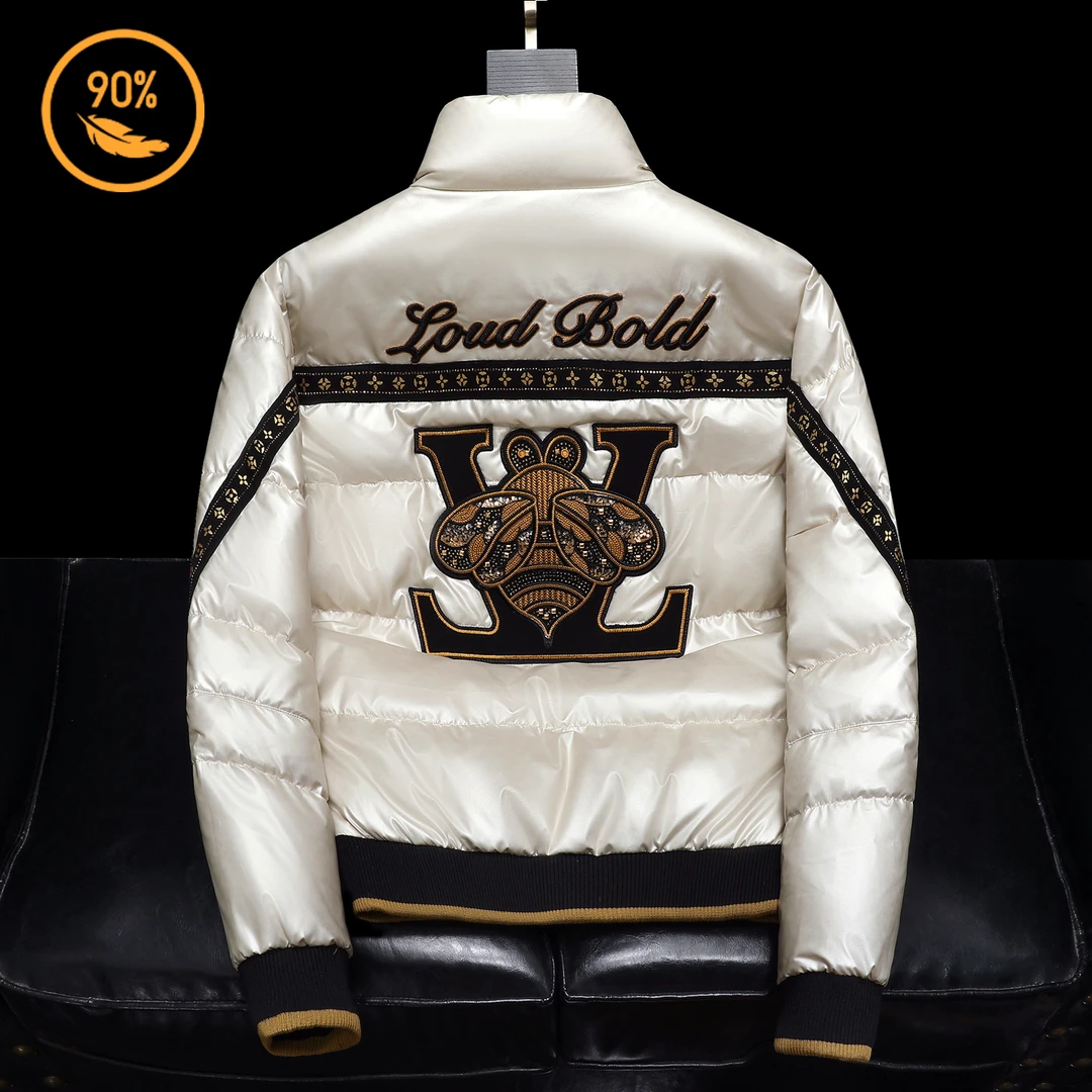 KANMALENLY/肯梅灵列个性刺绣加厚羽绒服男短款潮冬立领保暖外套