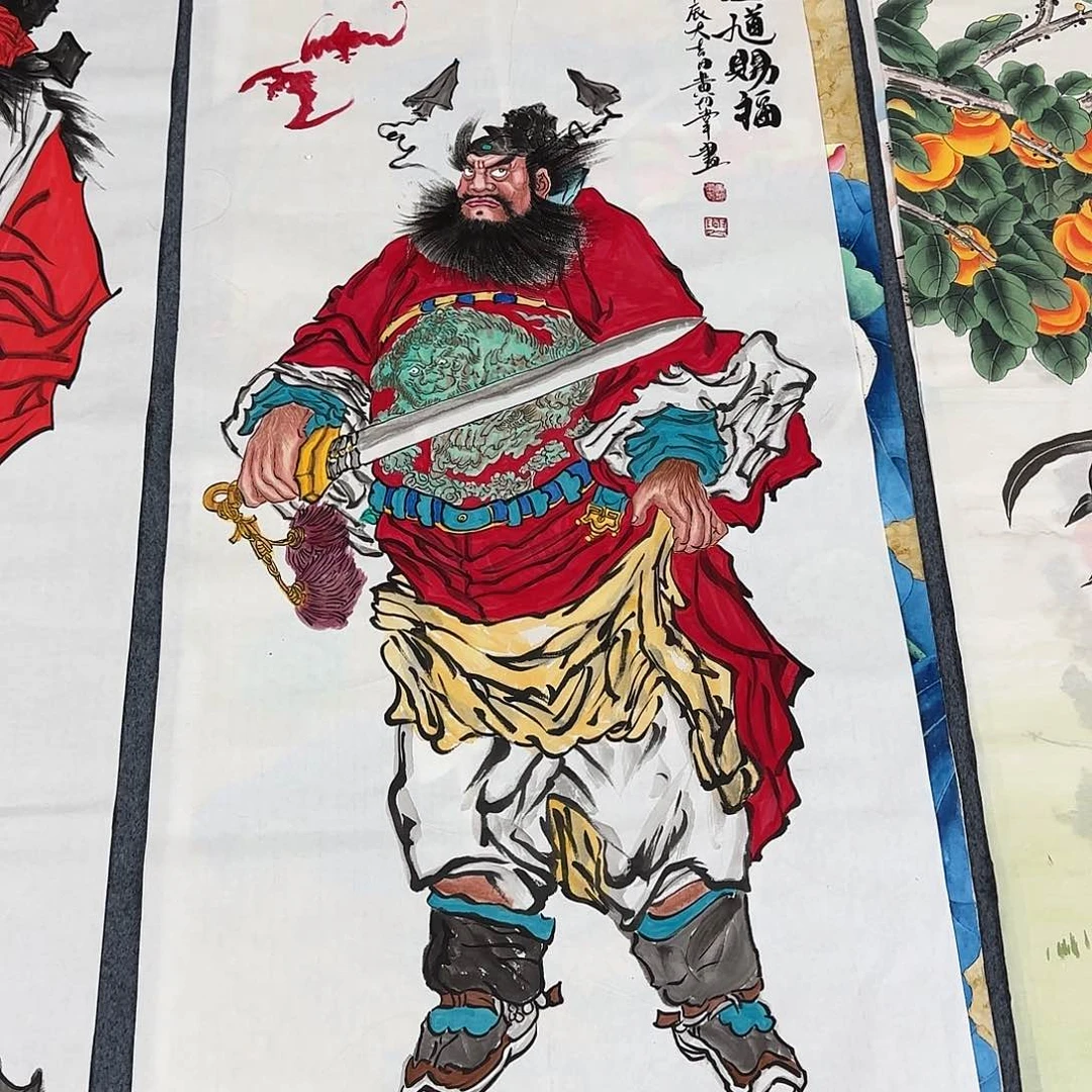 国画爱*活尺寸70X138手绘作品