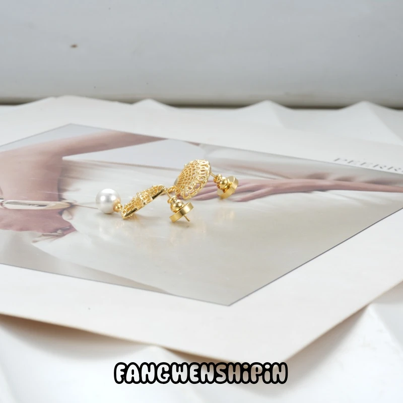 铜合金仿珍珠耳饰 【镀K金】【925银针】耳环3677