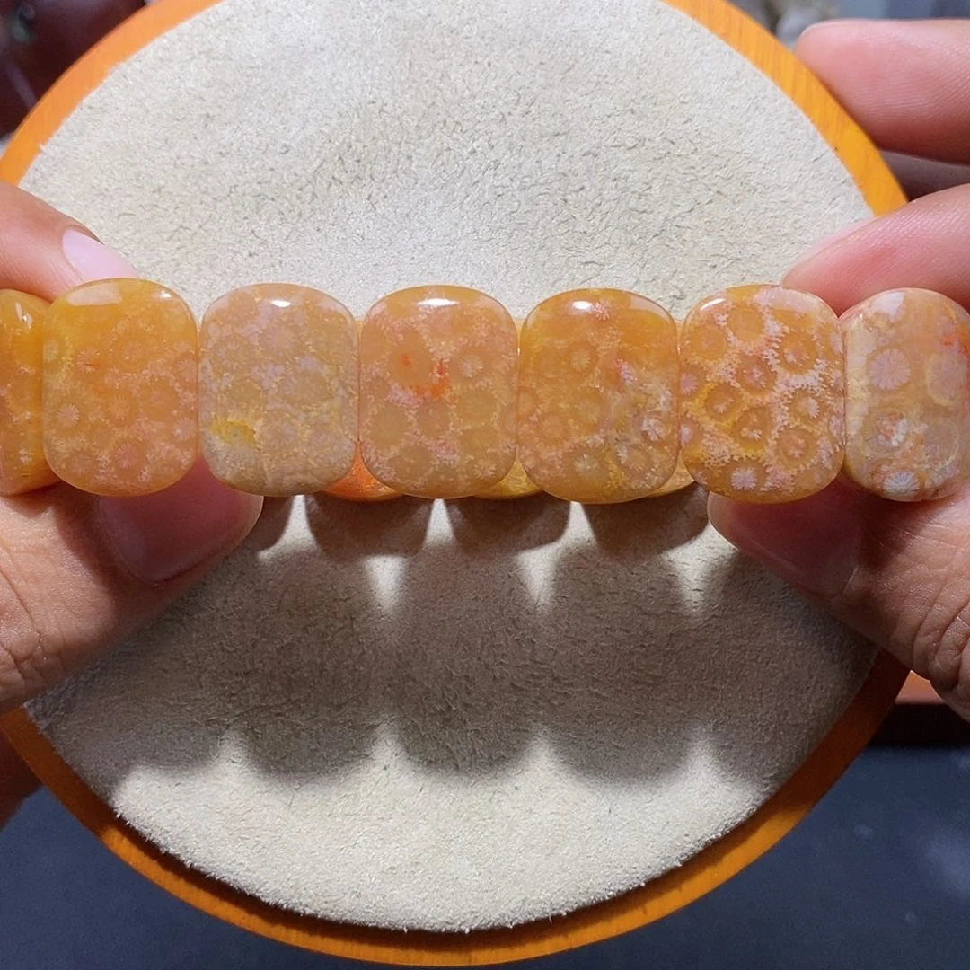 硅化珊瑚（珊瑚玉）手串未镶嵌果冻豹纹26