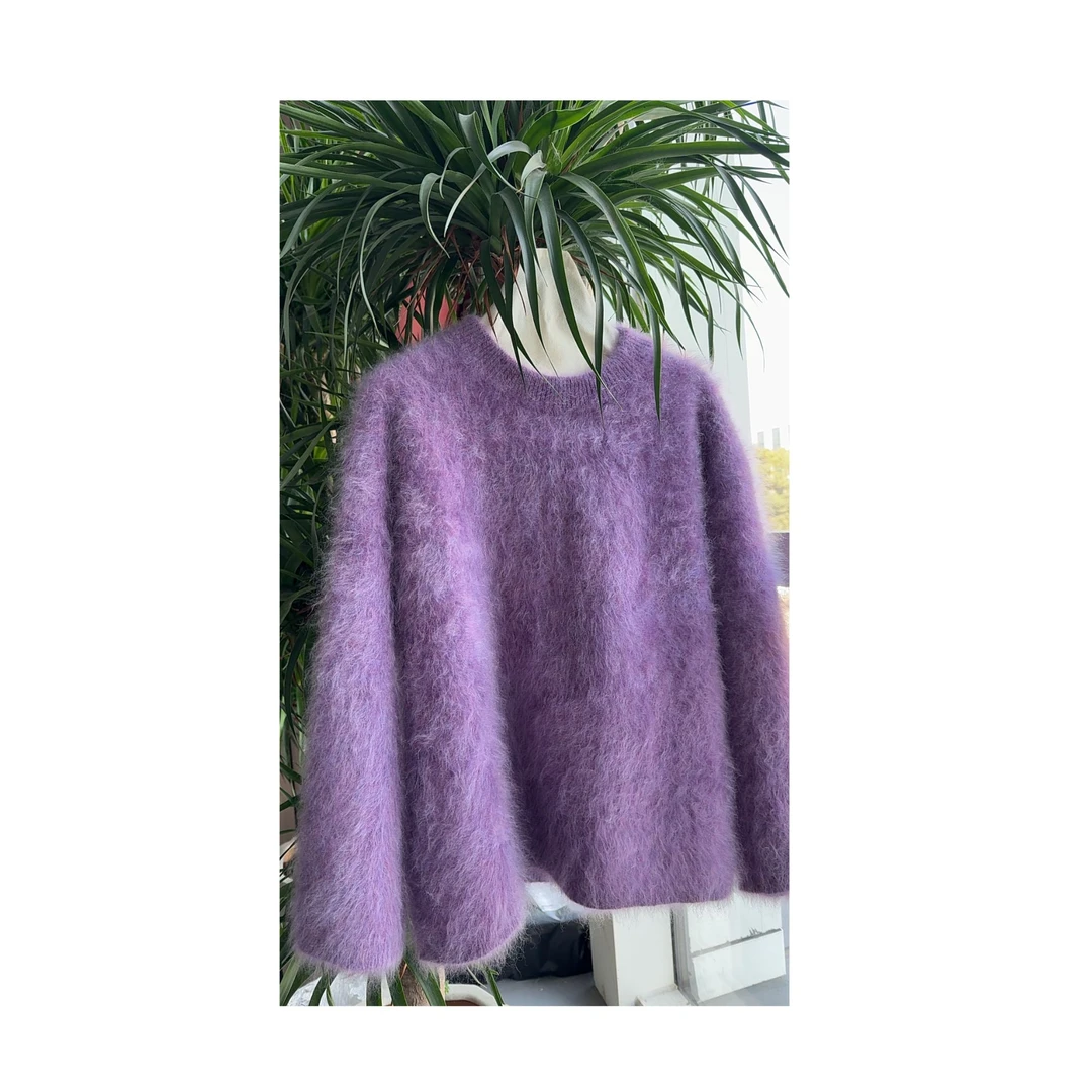 【紫藤之恋】100山羊绒拉绒 冬季韩版慵懒舒适女士毛衣SYR6366