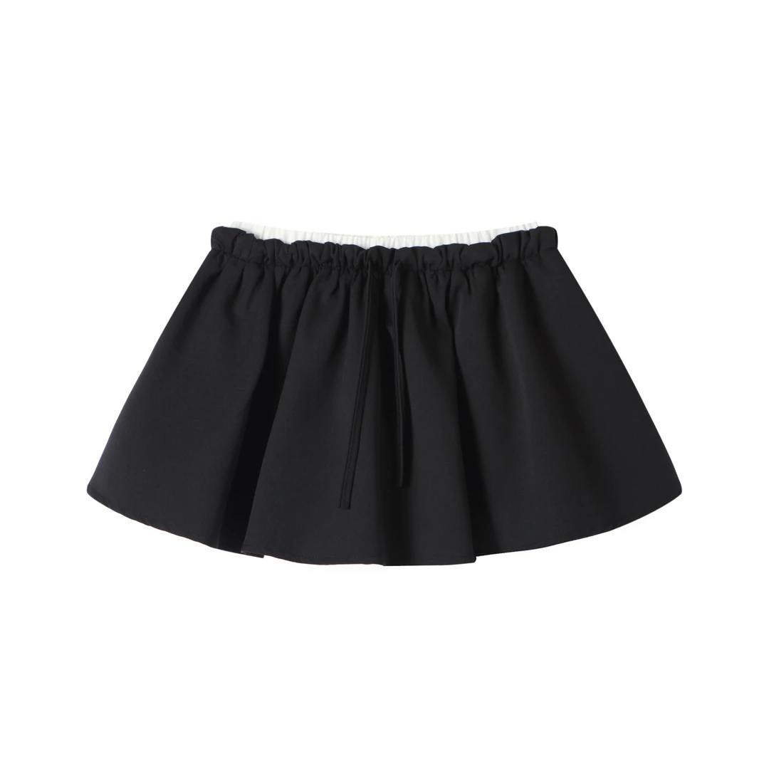 Queen Date 25SS 假两件松紧腰短裙