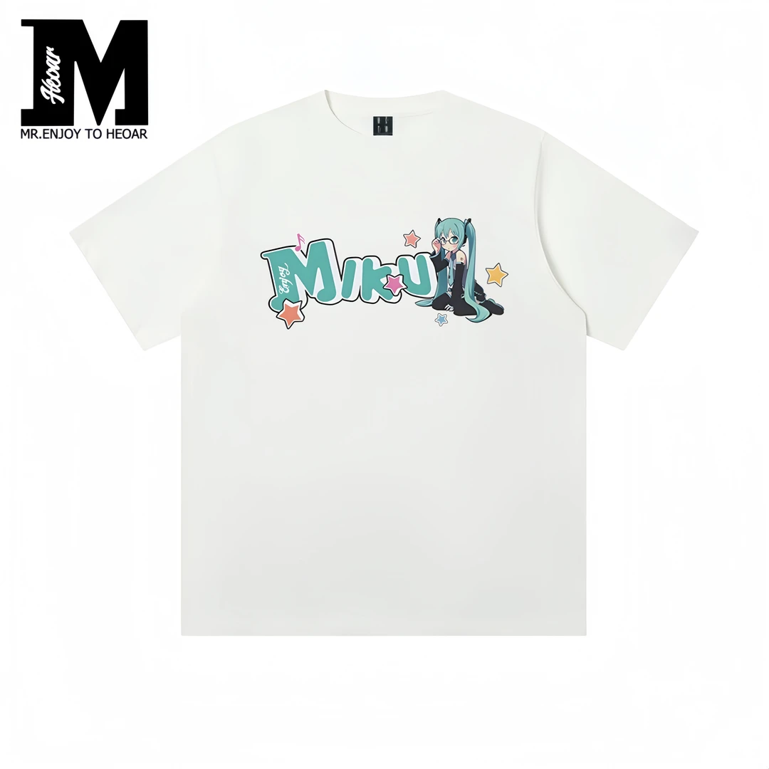 Medm Heoar初音联名款系列纯棉多色圆领短袖T恤宽松休闲日常运动