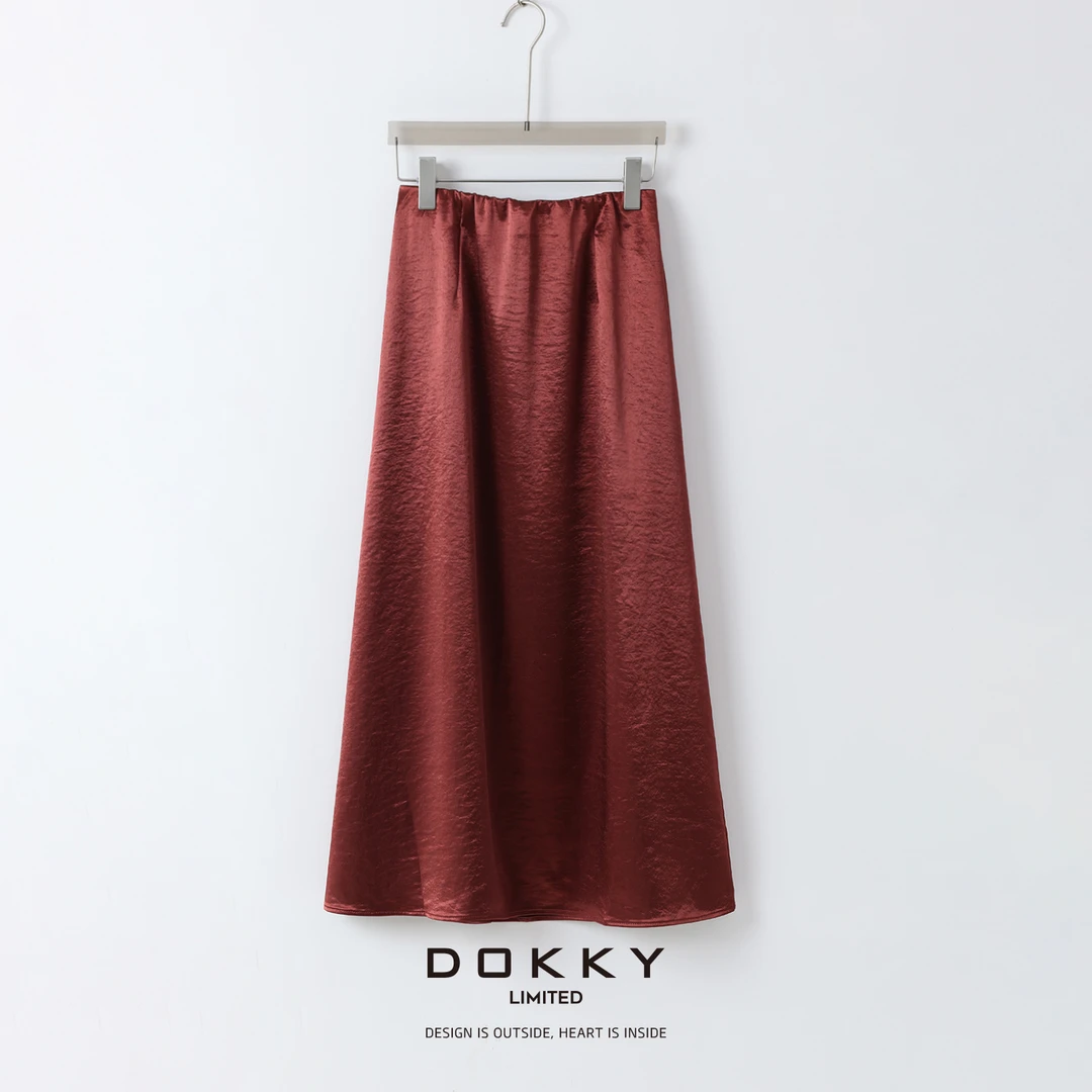 Dokky「水光醋酸裙.紫标」高定缎感醋酸.顺滑垂坠半身裙LB0114