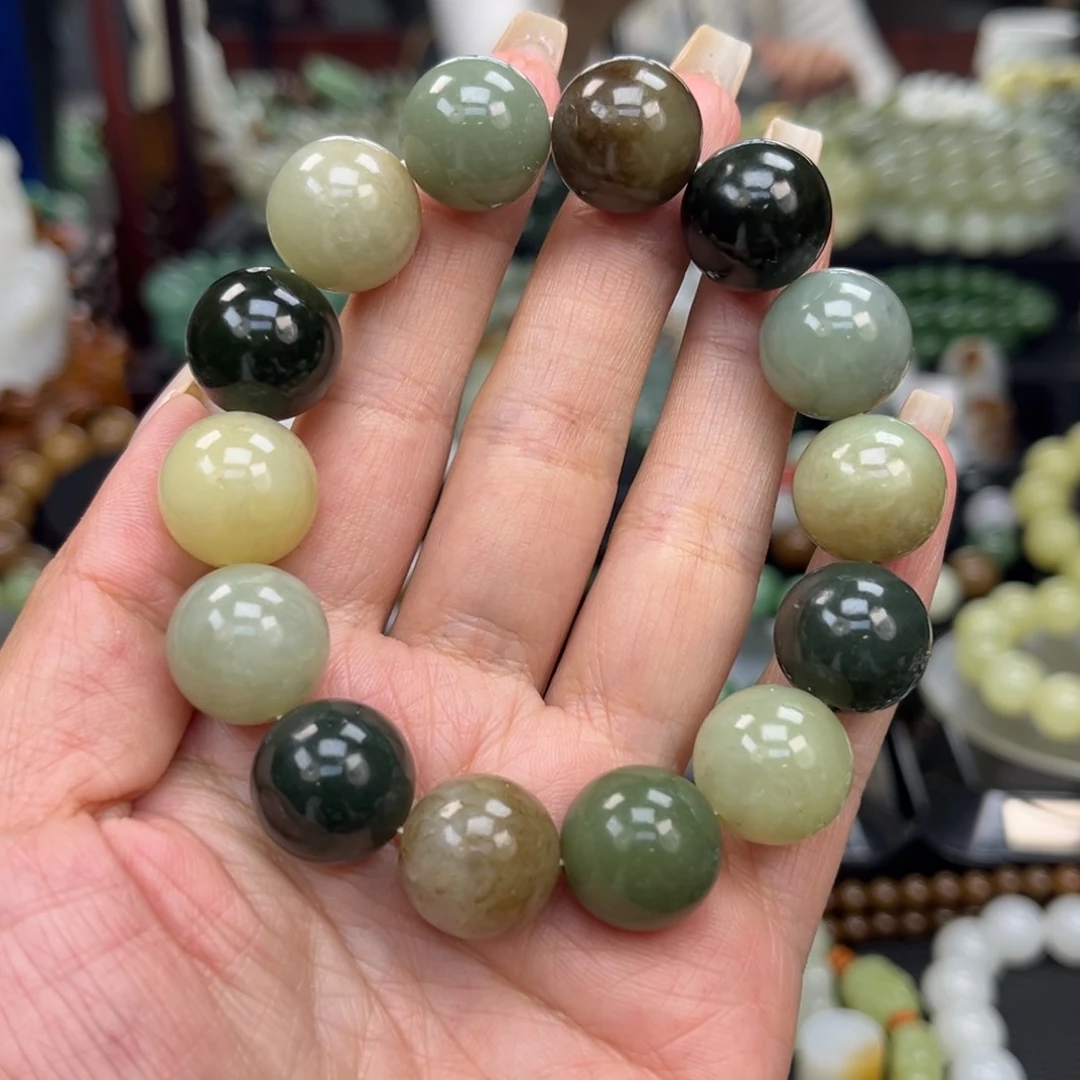 和田玉手串未镶嵌和田玉玉新疆多宝卡16