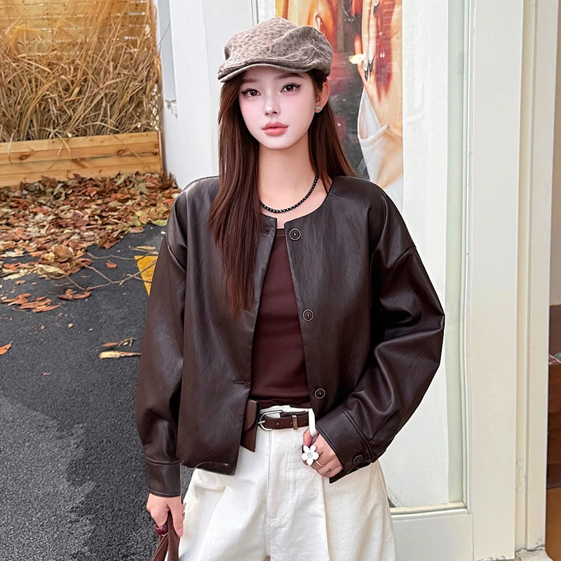 矮个子皮衣秋冬女士短款时尚气质百搭pu皮外套靓女潮流皮夹克个性