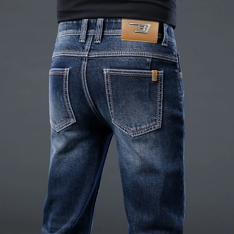 高端潮牌棉弹男士牛仔裤合体直筒舒适亲肤秋冬季时尚商务百搭长裤