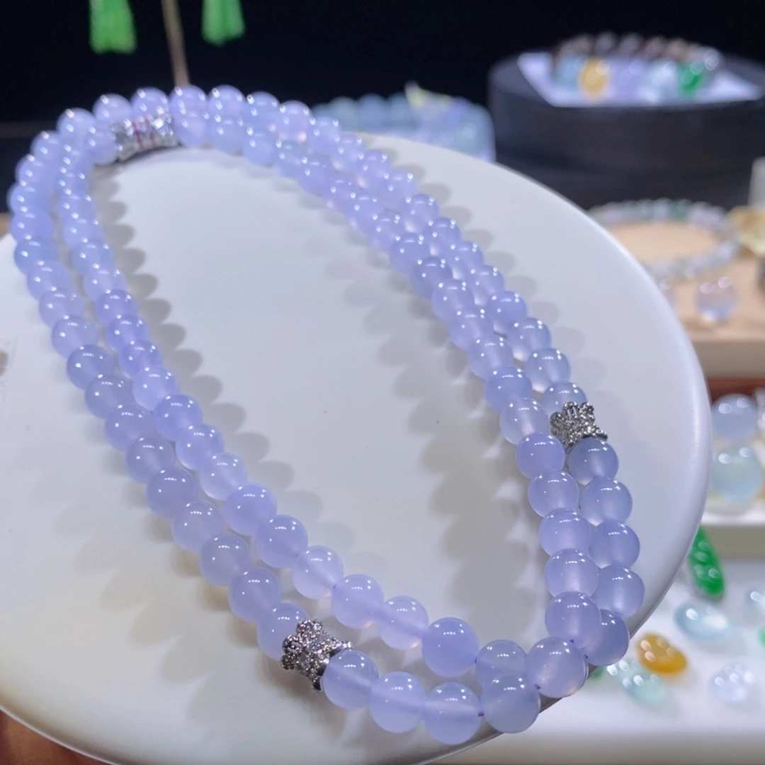 翡翠未镶嵌颈饰翡翠梦幻紫色项链