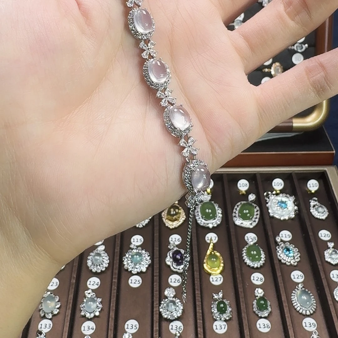 芙蓉石手链银S925镶嵌用****4