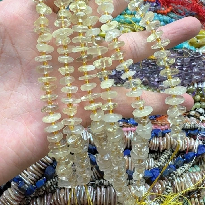 合金玛瑙/玉髓珠宝半成品一条8-10mm柠檬黄水晶