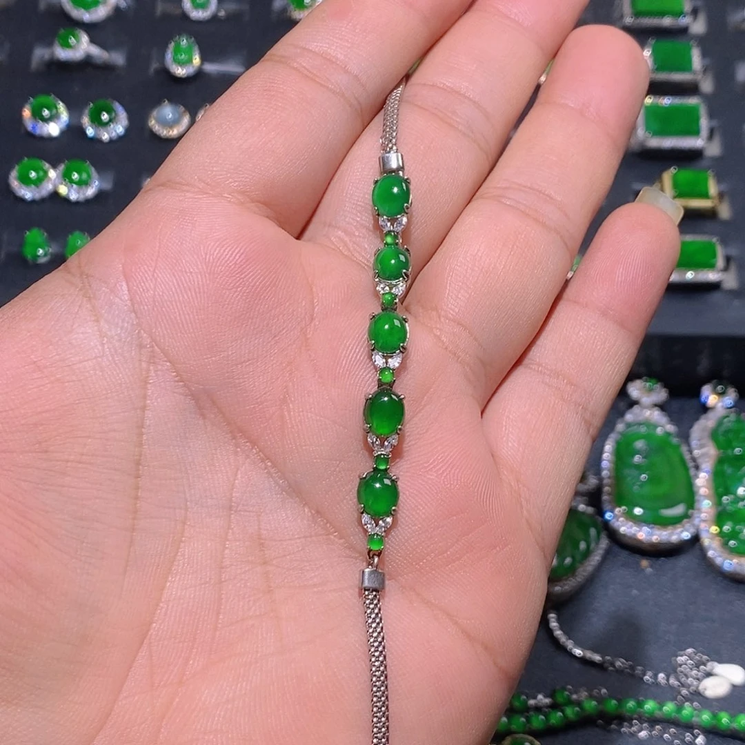 翡翠银S925镶嵌手链