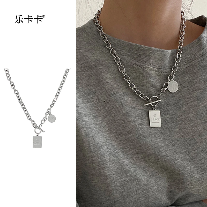 钛钢项链 小众锁骨链男百搭配饰毛衣链银色长款项链2025新款轻奢