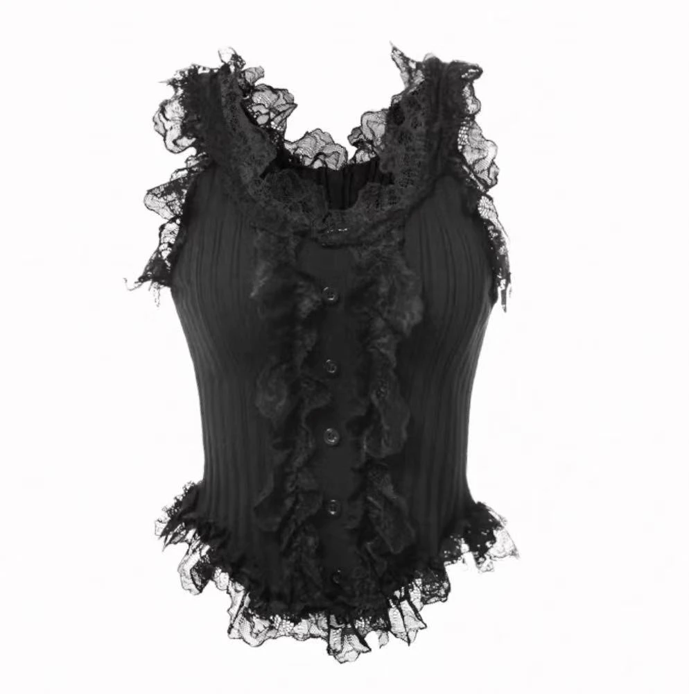 法式蕾丝花边背心