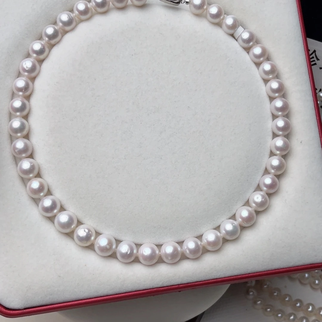 淡水珍珠银S925镶嵌颈饰10-11mm