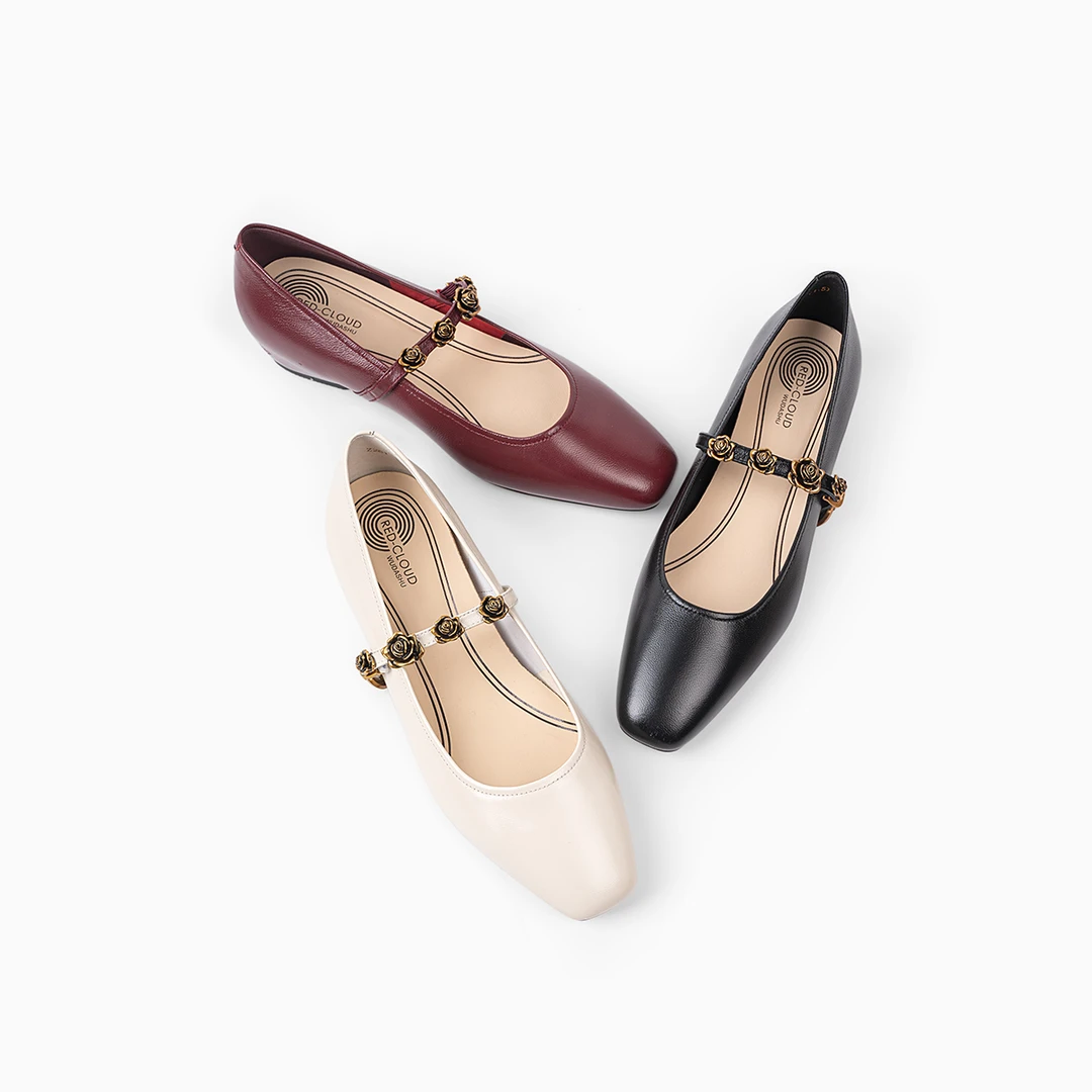 吴大叔红云鞋羊皮法式气质平底一字带玛丽珍鞋百搭平跟单鞋Z261