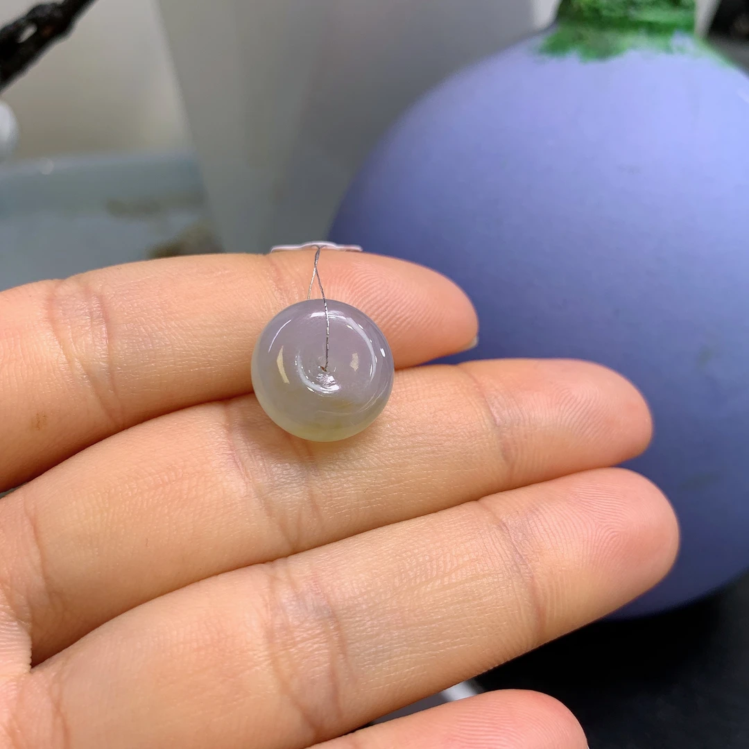 缅甸天然翡翠A货冰黄加紫半山水平安扣KK02#