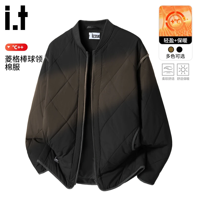 i.t izzue棉服男士外套秋冬款2025新款潮牌棉衣户外菱格保暖夹克B