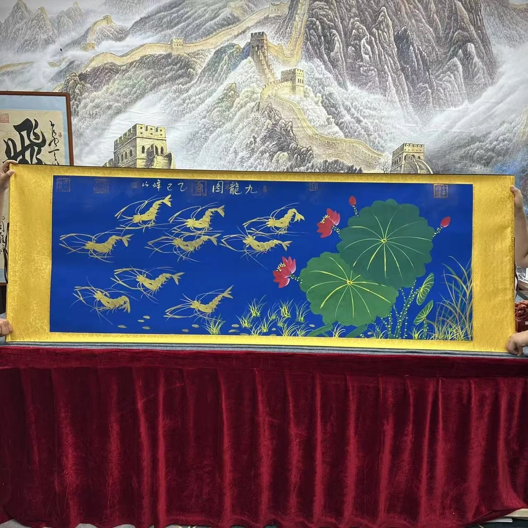 魏峰山-《九龙图》精品国画-200X70cm