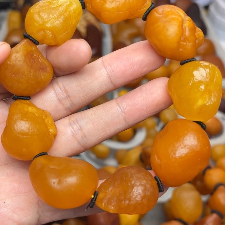 裸石琥珀未镶嵌天然蜜蜡手串