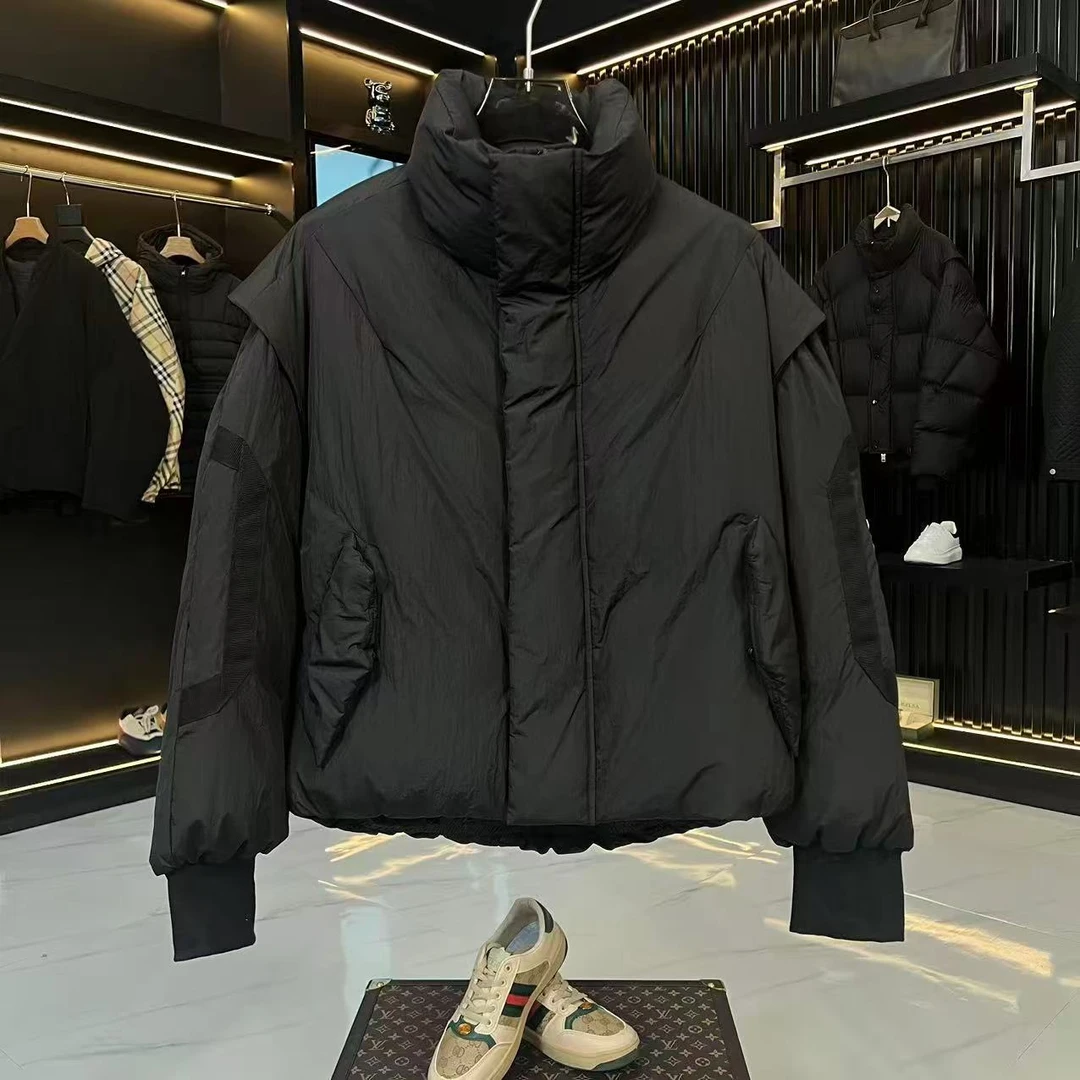 2025SS//YR2514拼接绷带设计假两件羽绒服宽松外套长袖百搭（韩）