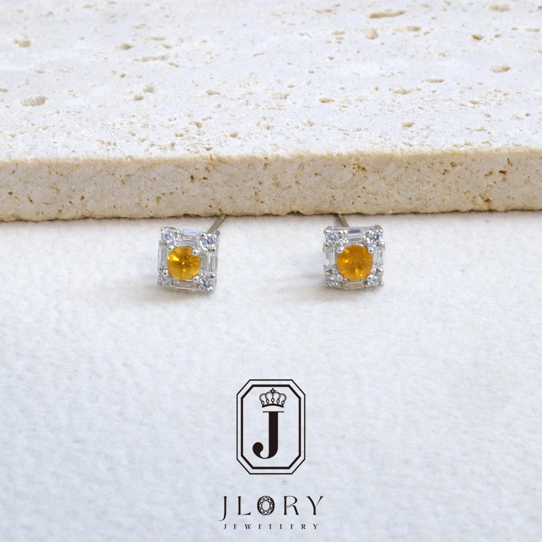 S925 天然芬达石简约耳钉 995