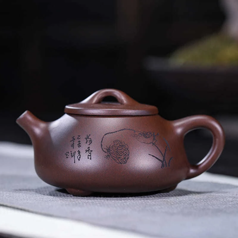 壶宜兴原矿紫泥经典景舟石瓢翠鸟望莲240毫升大容量