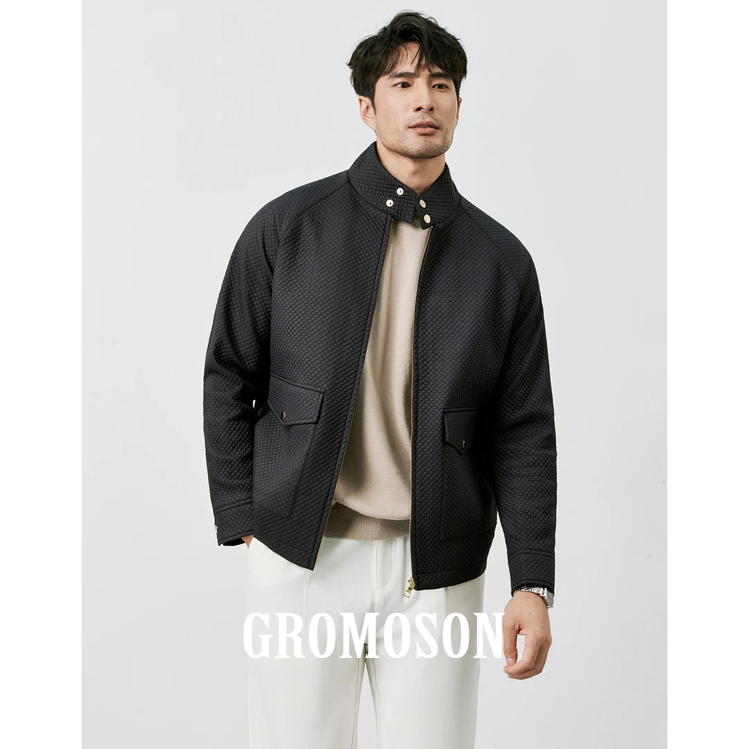 美式经典哈灵顿立领短款夹克男士秋季休闲时尚多口袋格纹工装外套