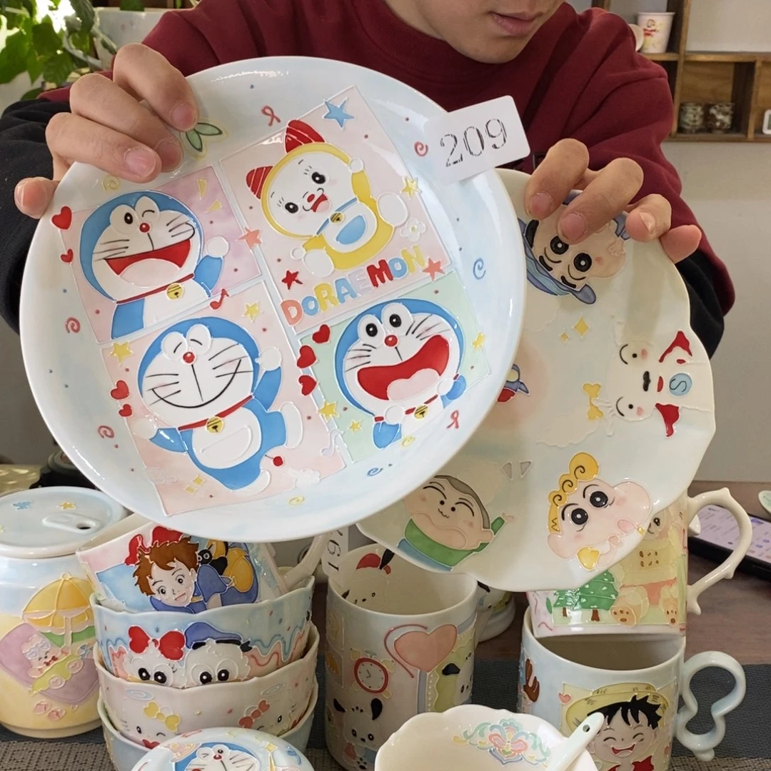 幺****瓷片景德镇釉下彩手绘