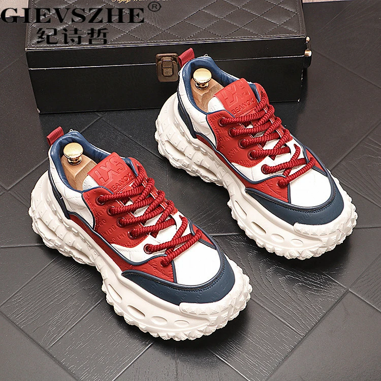 纪诗哲老爹鞋夏季新款百搭潮流厚底增高流光风男士低帮厚底休闲鞋