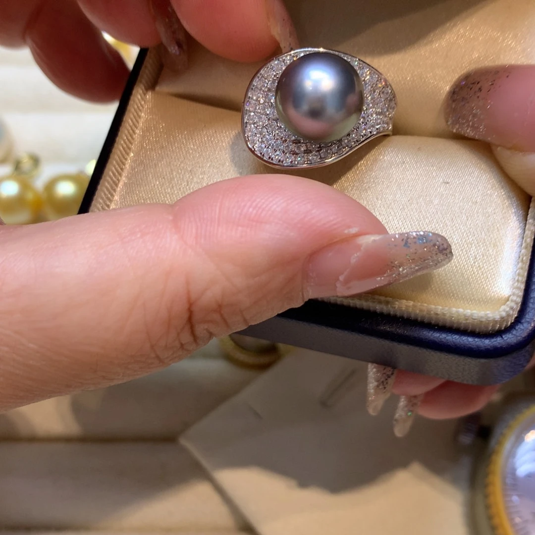 海水珍珠戒指银S925镶嵌