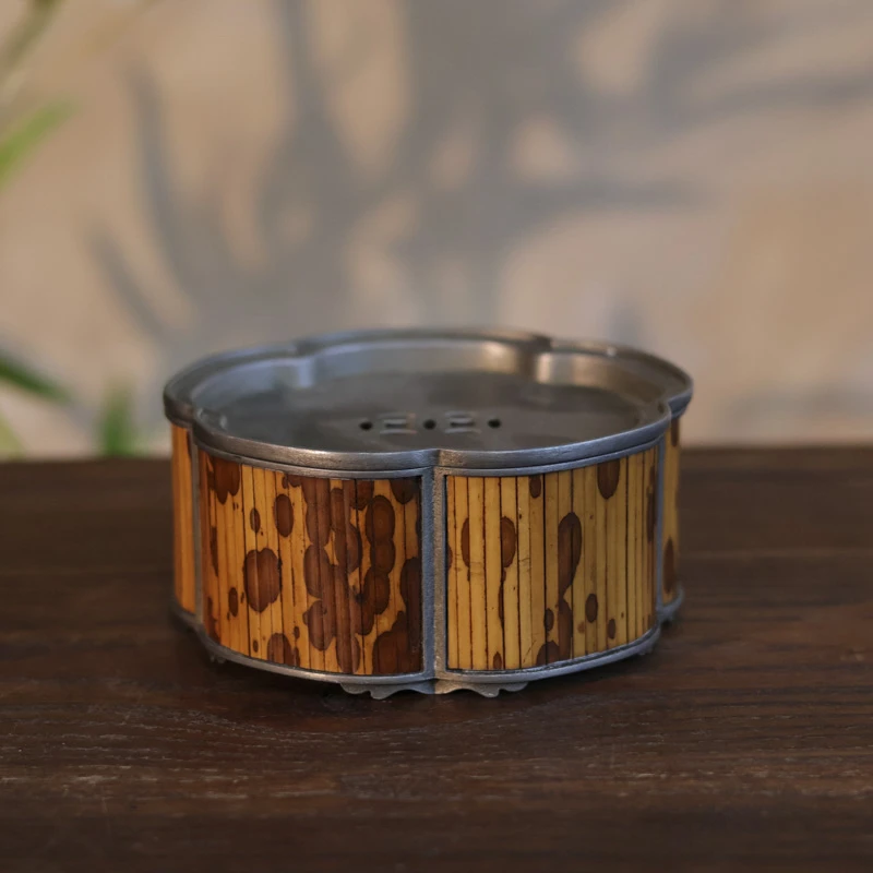 【坐饮亭竹】梅花铜钱壶承（古篱S0023）直径11.5CM高度5CM