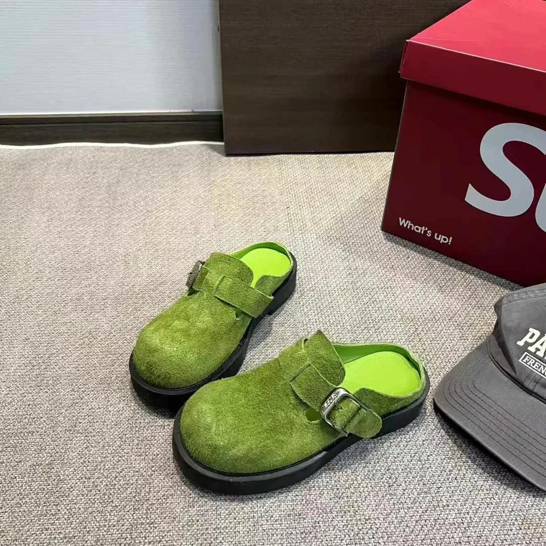 轻奢鞋子欧洲站小众复古慵懒风懒人勃肯拖鞋3cm包头拖高颜值女拖