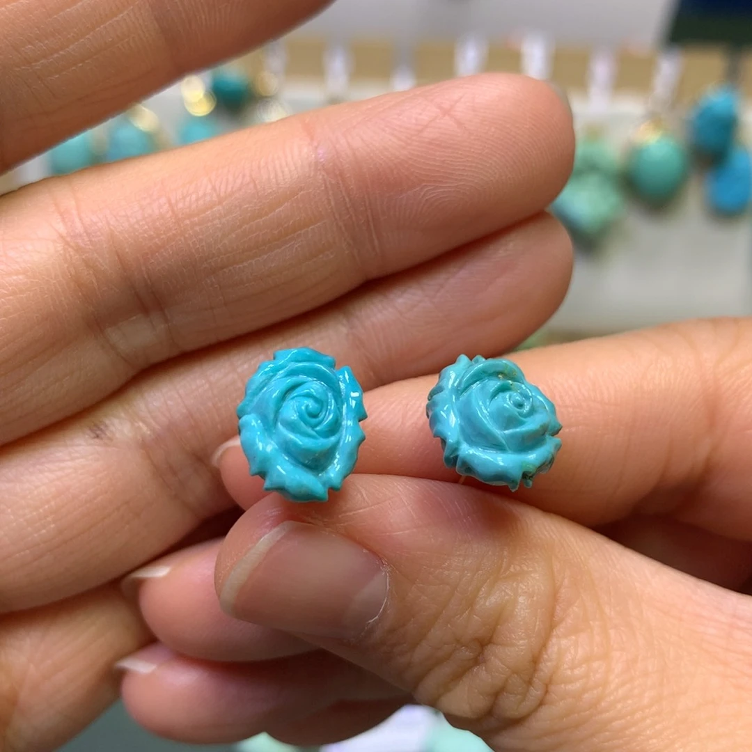 绿松石耳饰18K金镶嵌