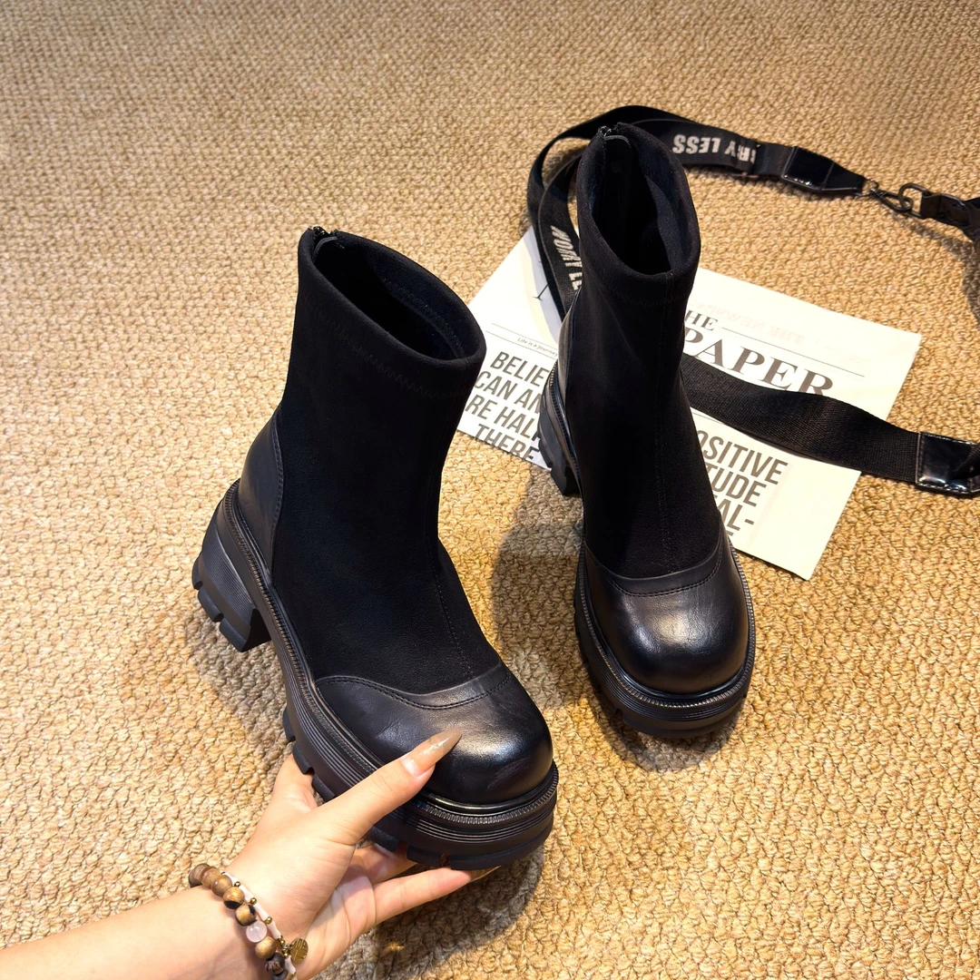 增高9cm 秋款马丁靴时尚休闲百搭厚底内增高小个子女鞋p085