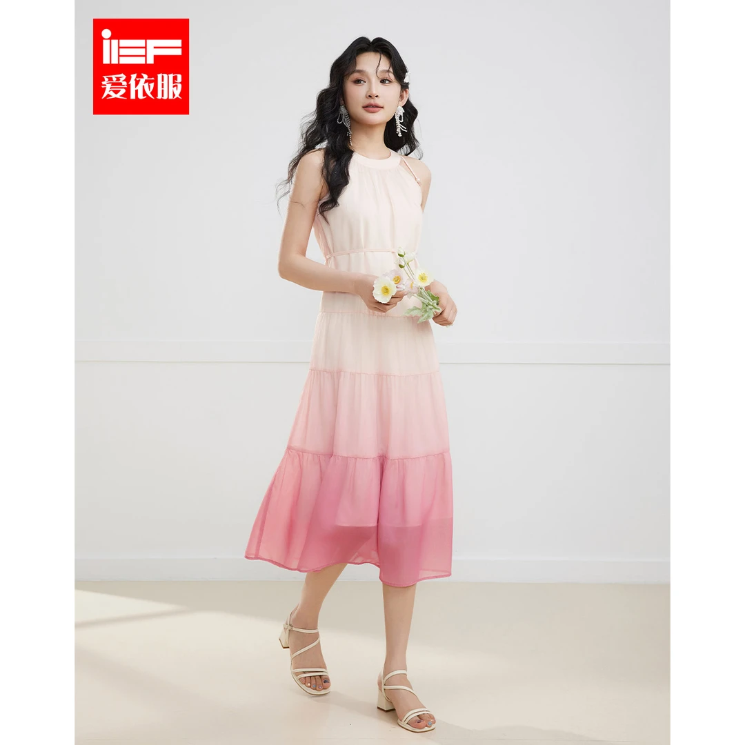 IEF/爱依服2025夏季新款法式温柔小女人气质小众渐变设计背心长裙