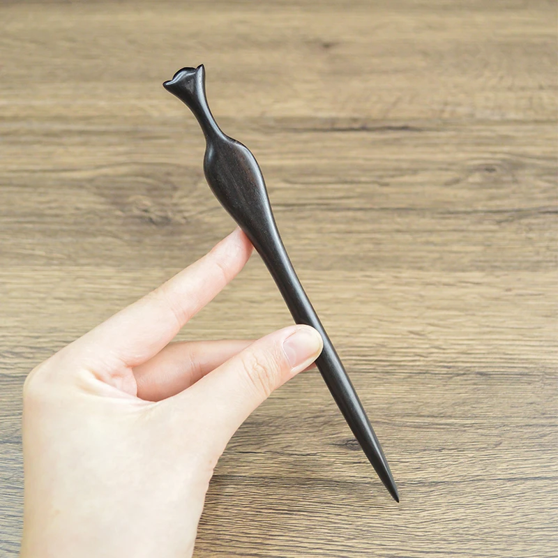 花瓶丨黑檀木盘发发簪女新中式古风发髻旗袍木簪国风发饰发钗