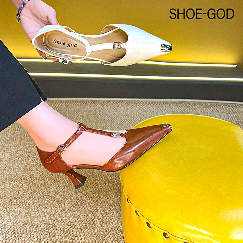羊皮5厘米 2024年夏季新款气质百搭尖头中跟凉鞋SGL099