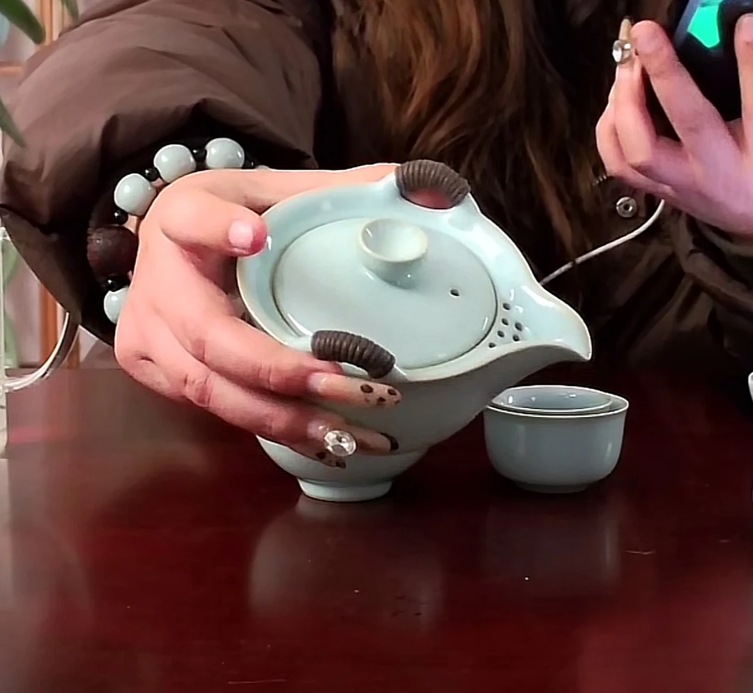 原矿 原产地汝瓷 天青釉快客杯