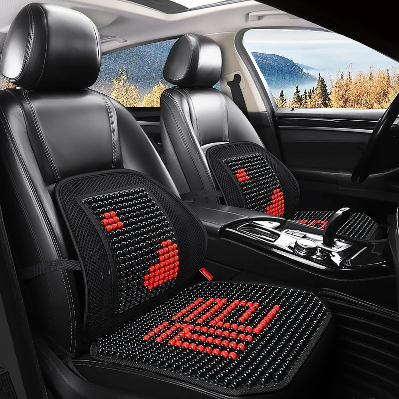 夏季木珠汽车坐垫车子透气耐磨防滑椅垫正副驾驶通用按摩护腰靠背