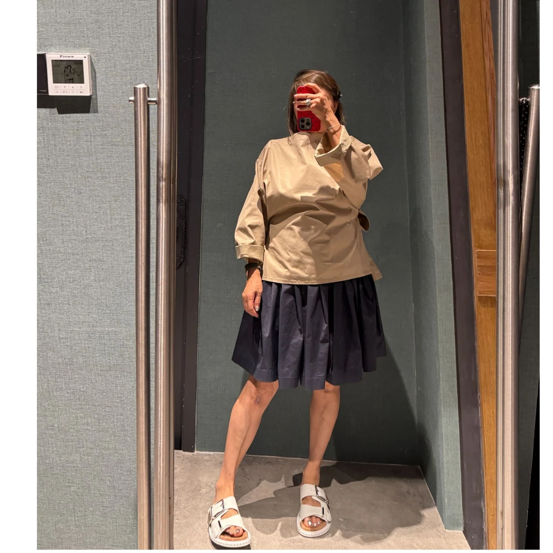 COCOLINDA琳达推荐 休闲宽松分叉系带圆领T恤 K1584