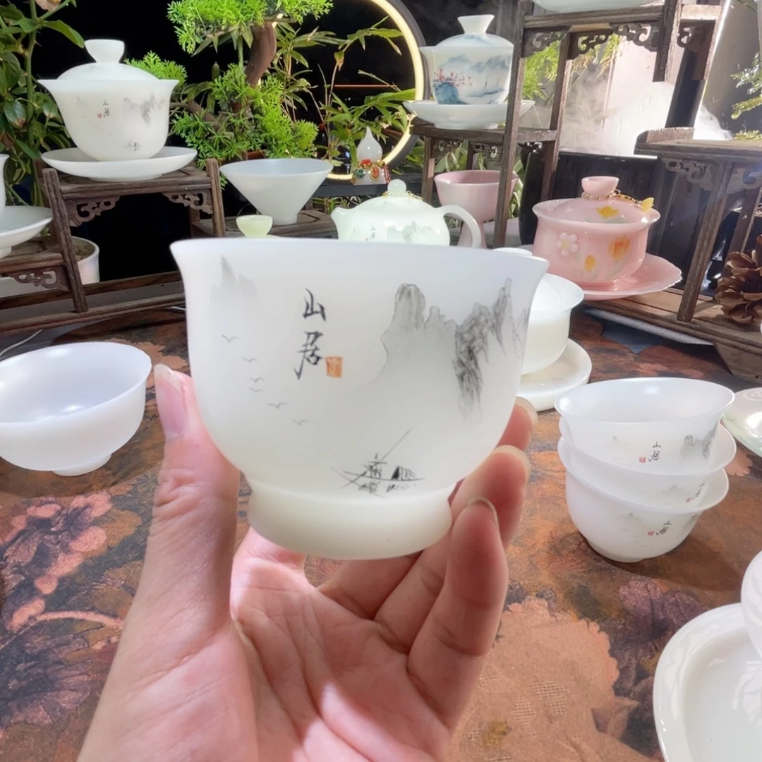 冰晶璞玉素烧水墨山居玉兰杯