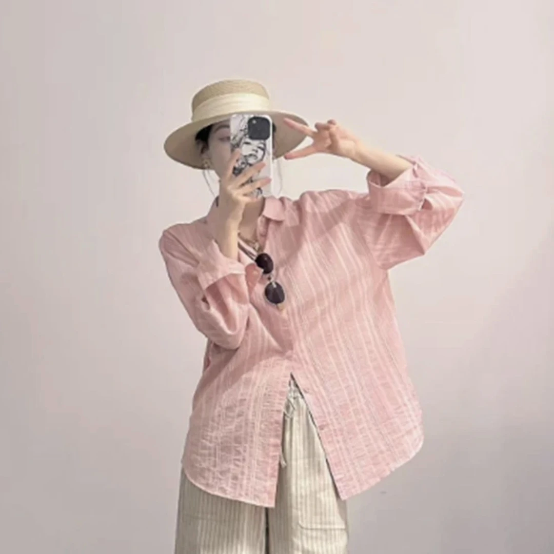 新款设计感长袖休闲宽松学院风衬衫1300989