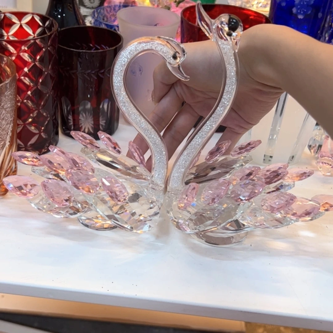 【闪购商品】 水晶天鹅摆件，一对礼盒装