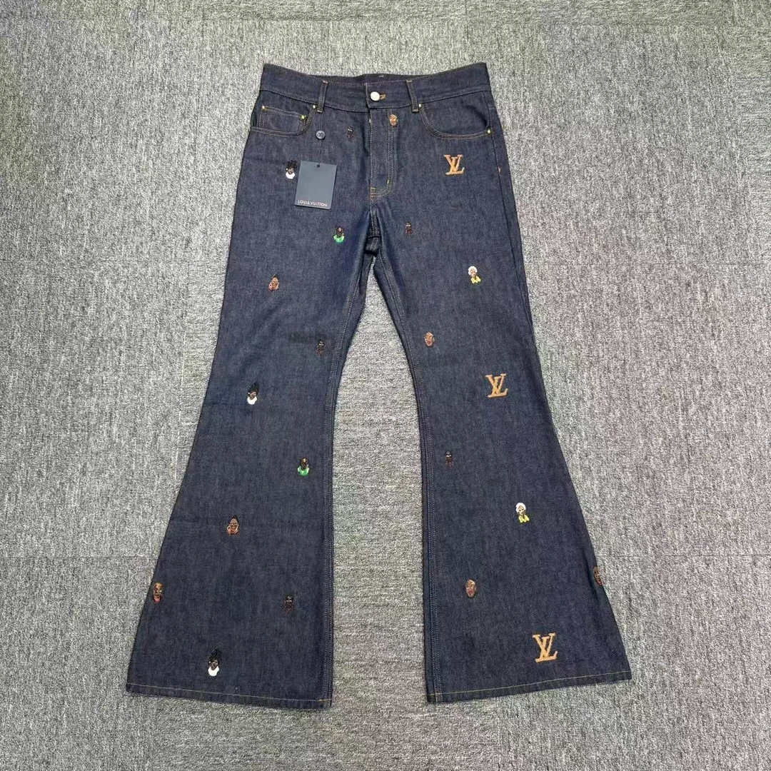 未使用 LouisVuitton/路易威登 人像刺绣阔腿裤/30/编码15085