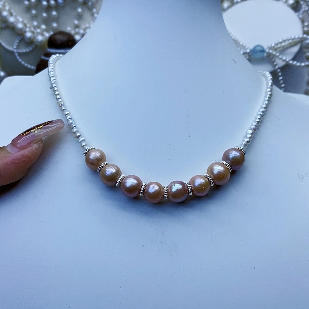 淡水珍珠颈饰银S925镶嵌