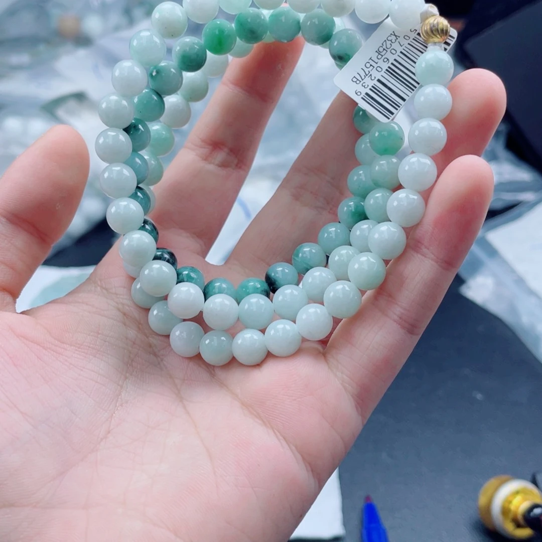 未镶嵌定制翡翠珠串7.4