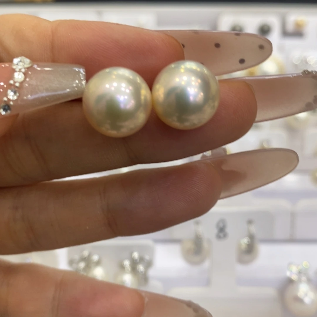 银S925镶嵌淡水珍珠耳饰