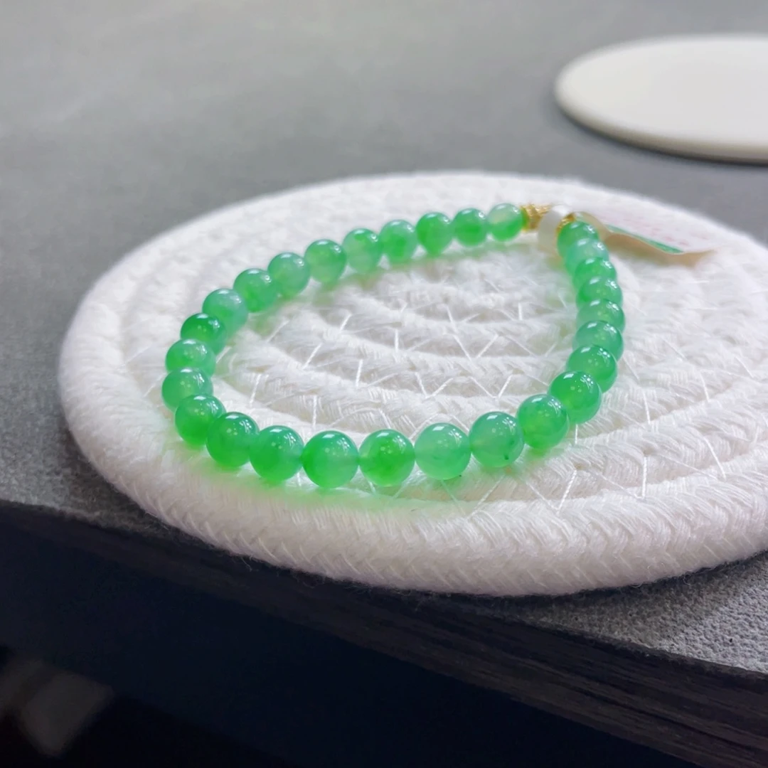 未镶嵌手链翡翠小高冰胶鲜甜阳绿卡6.2