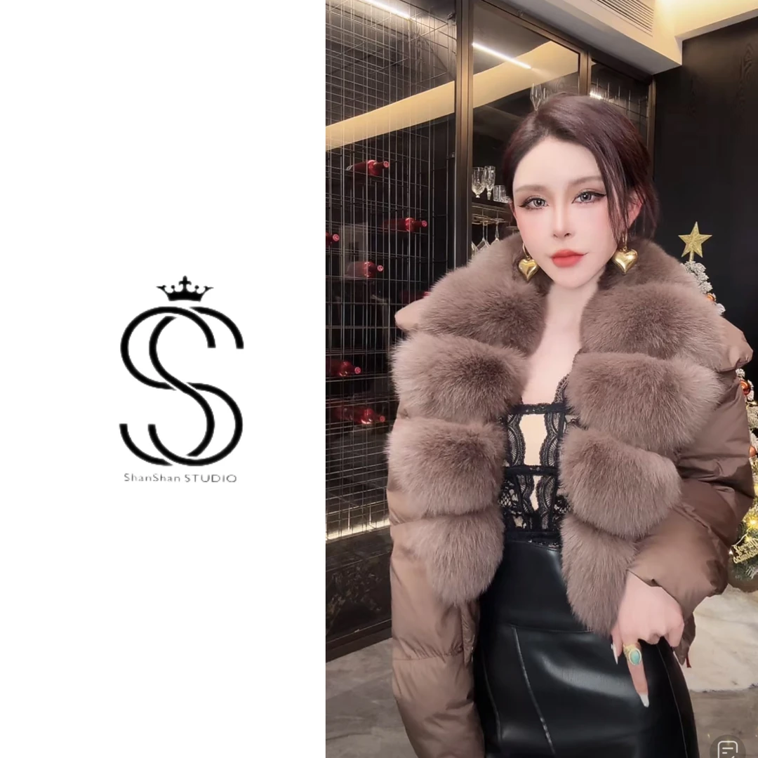 SS姗姗轻奢短款时尚百搭女士加厚设计师冬季狐狸毛羽绒服21260916